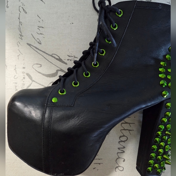 Jeffrey Campbell Womens Green Spike Platform Ankle Boots Black Size 10 - Picture 10 of 14